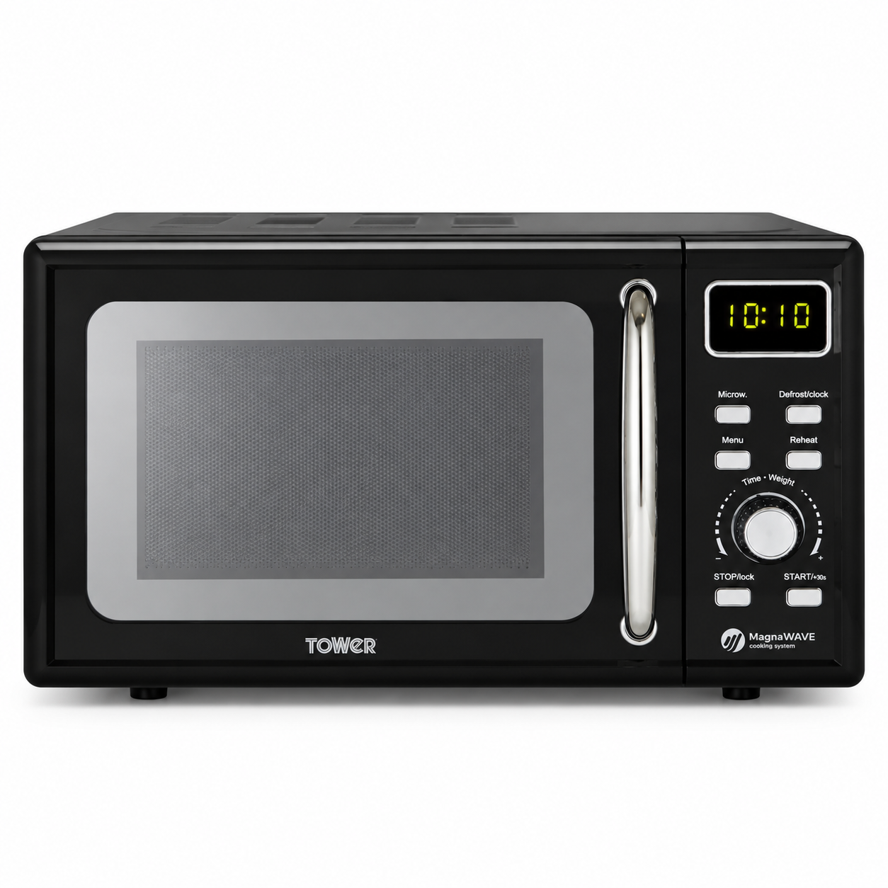 Tower Solitaire Kettle, 2 Slice Toaster & Microwave Kitchen Set (Black)