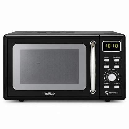 Tower Solitaire Kettle, 2 Slice Toaster & Microwave Kitchen Set (Black)