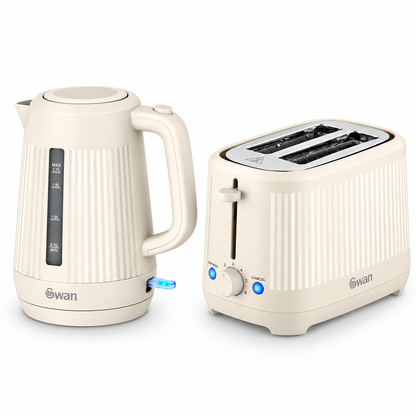 Swan Linea Electric Kettle & 2 Slice Toaster Kitchen Set (Chantilly Cream)