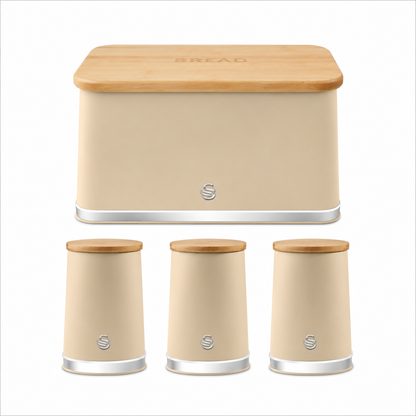 Swan Swan Nordic Bread Bin & Canisters Kitchen Storage Set (Oatmeal)
