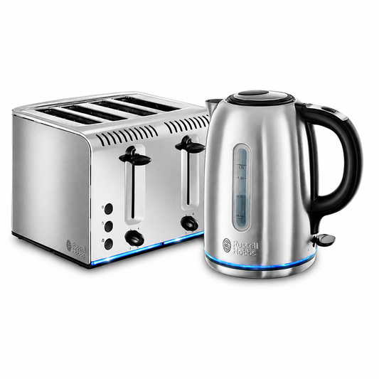 Russell Hobbs Russell Hobbs Buckingham Kettle & 4 Slice Toaster Kitchen Set (Silver Stainless Steel)