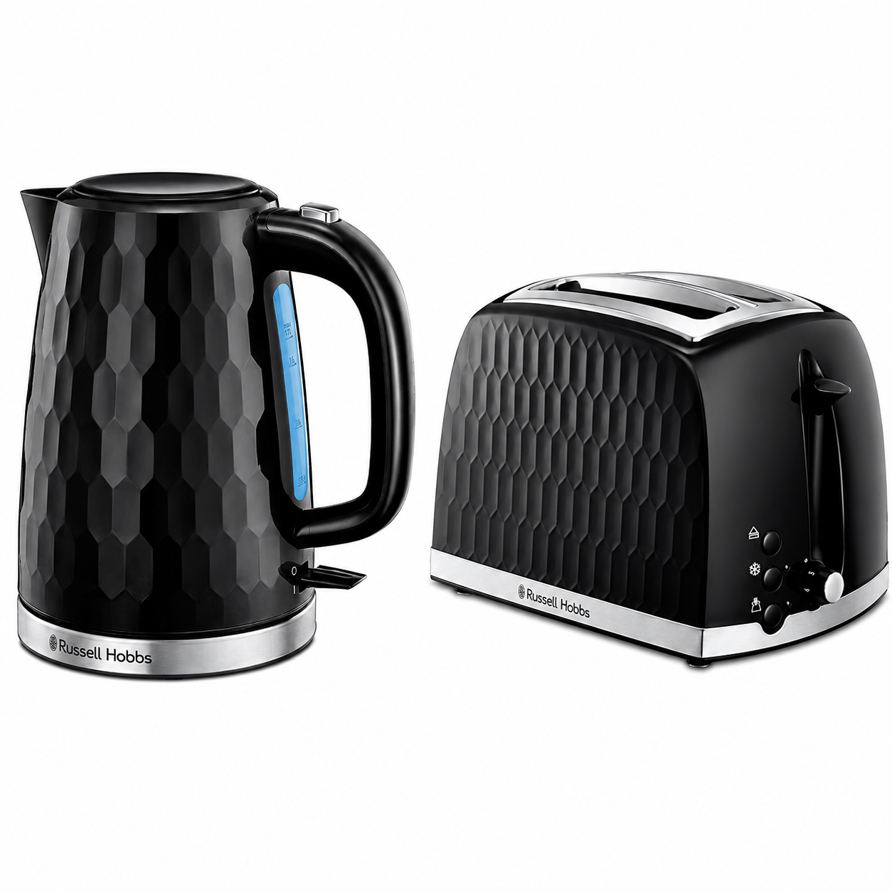 Russell Hobbs Russell Hobbs Honeycomb Kettle & 2 Slice Toaster Kitchen Set (Black)
