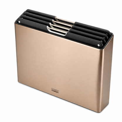 Joseph Joseph Folio 4-Piece Chopping Board Set Steel Slimline Case 60172 (Rose Gold)