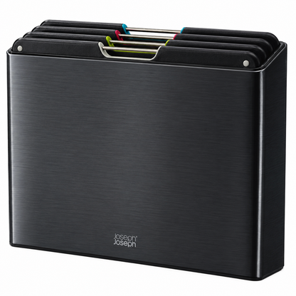 Joseph Joseph Folio 4-Piece Chopping Board Set Steel Slimline Case 60171 (Carbon Black)
