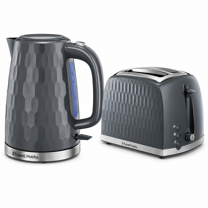 Russell Hobbs Russell Hobbs Honeycomb Kettle & 2 Slice Toaster Kitchen Set (Grey)