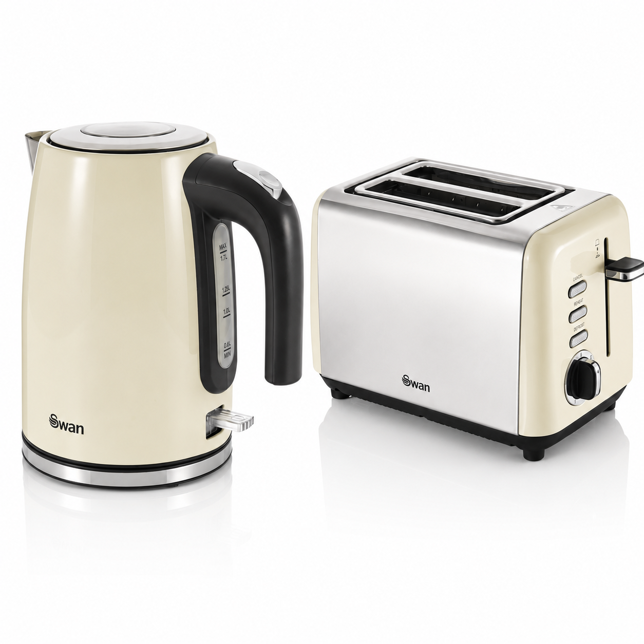 Swan Swan Townhouse Kettle & 2 Slice Toaster Kitchen Set (Cream)