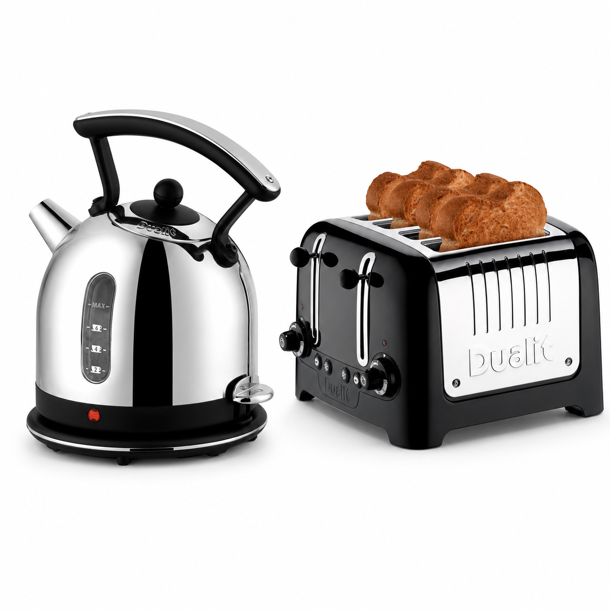 Dualit Dualit Lite Dome 2L Large Kettle & 4 Slice Toaster Kitchen Set (Black)