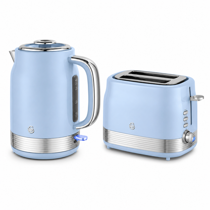Swan Swan Retro Jug Kettle & 2 Slice Toaster Kitchen Set (Blue)