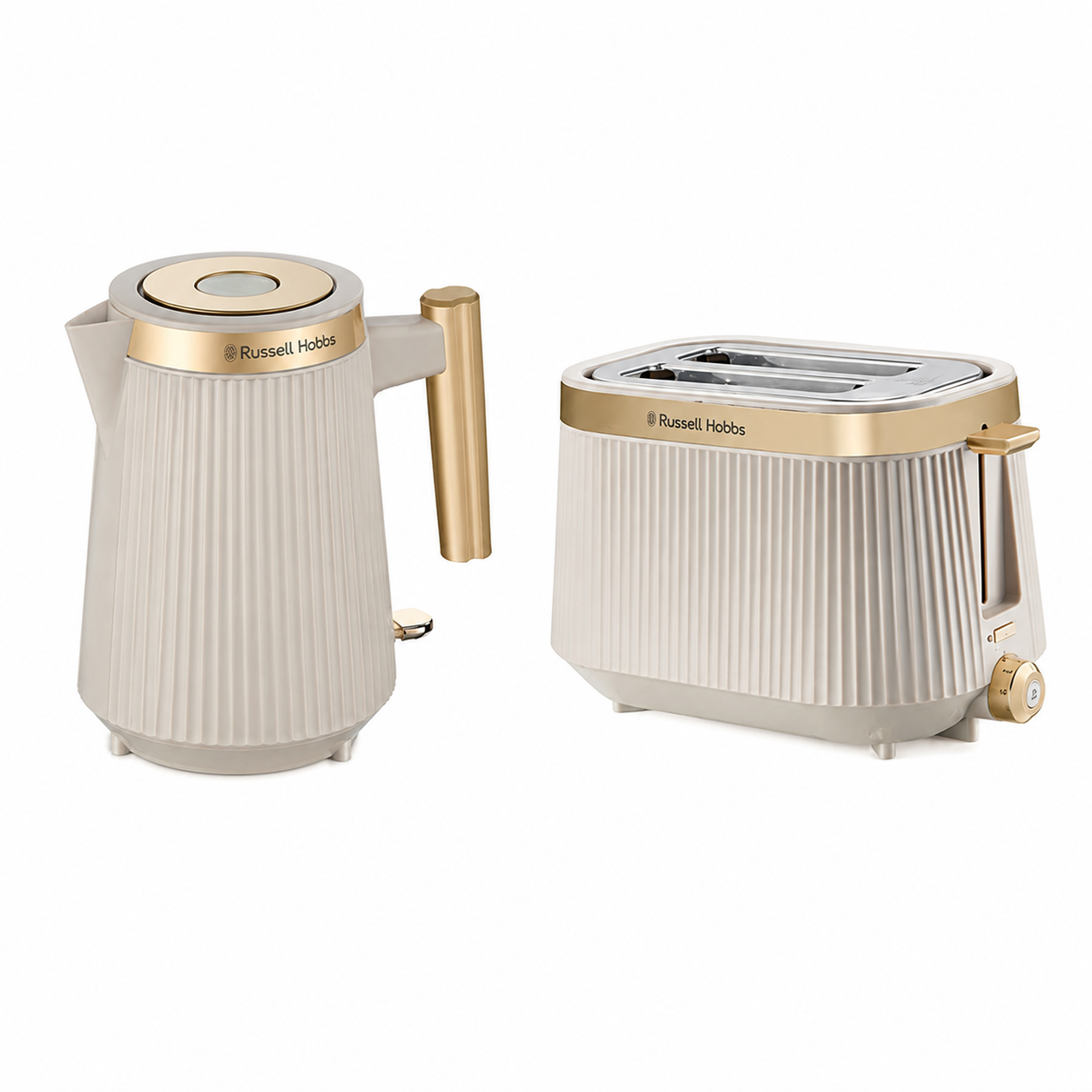 Russell Hobbs Russell Hobbs Bronte Jug Kettle & 2 Slice Toaster Kitchen Set (Stone/Grey)