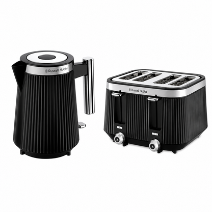 Russell Hobbs Russell Hobbs Bronte Jug Kettle & 4 Slice Toaster Kitchen Set (Matte Black)