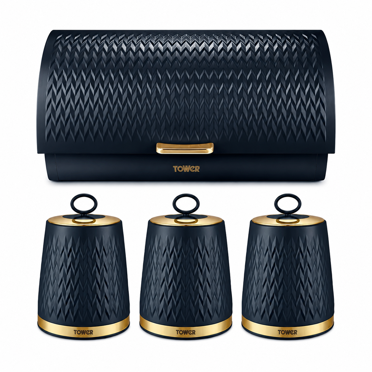 Tower Tower Empire Bread Bin & Canisters Kitchen Storage Set (Midnight Blue)