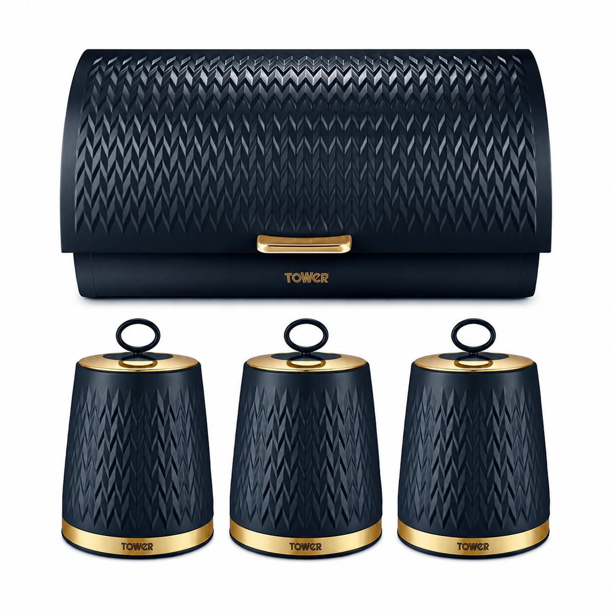 Tower Tower Empire Bread Bin & Canisters Kitchen Storage Set (Midnight Blue)