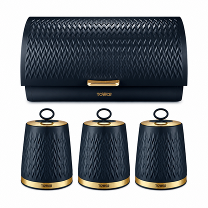 Tower Tower Empire Bread Bin & Canisters Kitchen Storage Set (Midnight Blue)