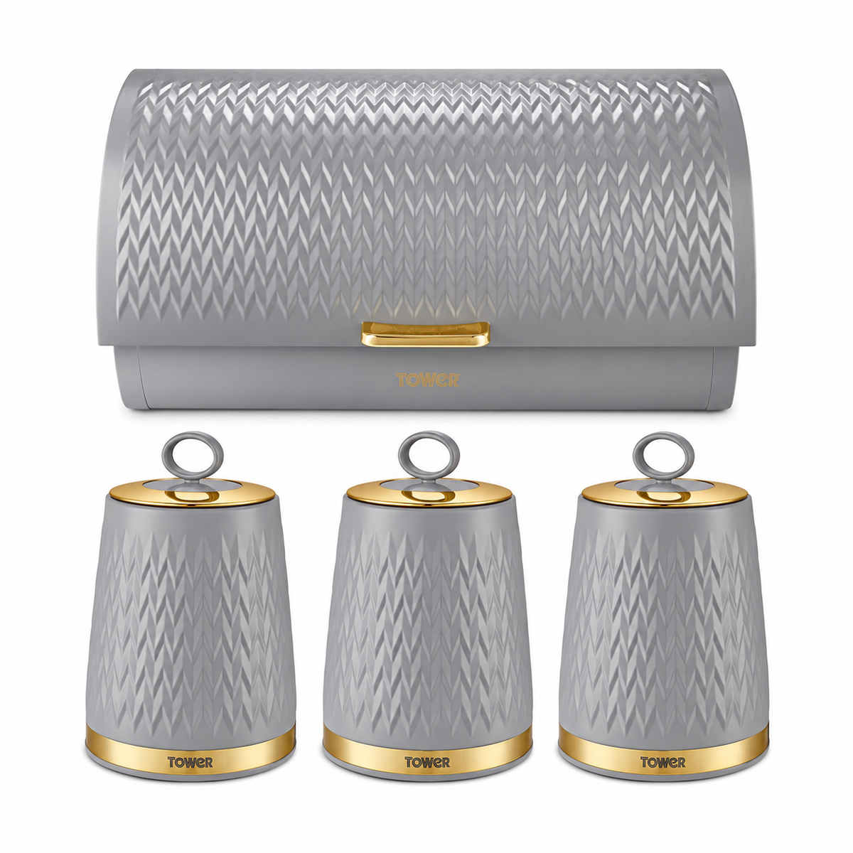 Tower Tower Empire Bread Bin & Canister Kitchen Storage Set (Grey)