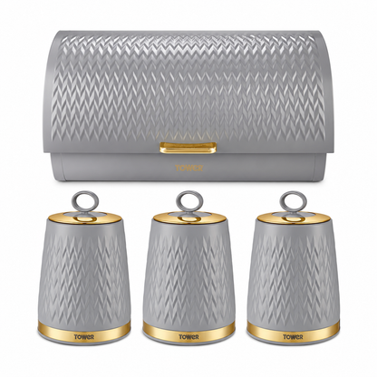 Tower Tower Empire Bread Bin & Canister Kitchen Storage Set (Grey)