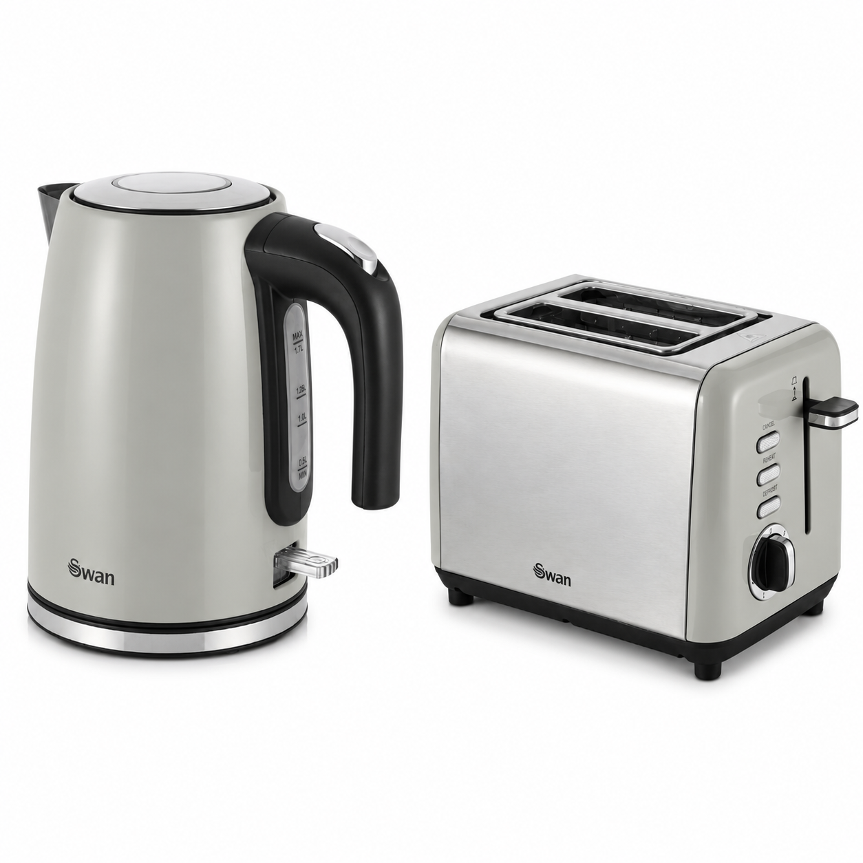 Swan Swan Townhouse Jug Kettle & 2 Slice Toaster Kitchen Set (Grey)