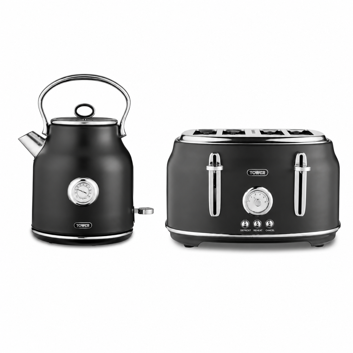 Tower Tower Renaissance Kettle & 4 Slice Toaster Kitchen Set (Black)
