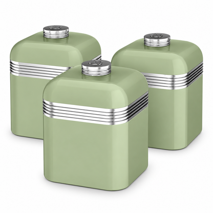 Swan Swan Retro Pyramid Kettle, 4 Slice Toaster, Bread Bin & Canisters Kitchen Set (Green)