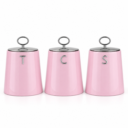 Salter Salter Retro Kettle, 2 Slice Toaster & Canisters Kitchen Set (Pink)
