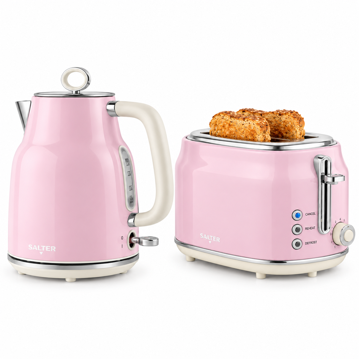 Salter Salter Retro Kettle & 2 Slice Toaster Kitchen Set (Pink)