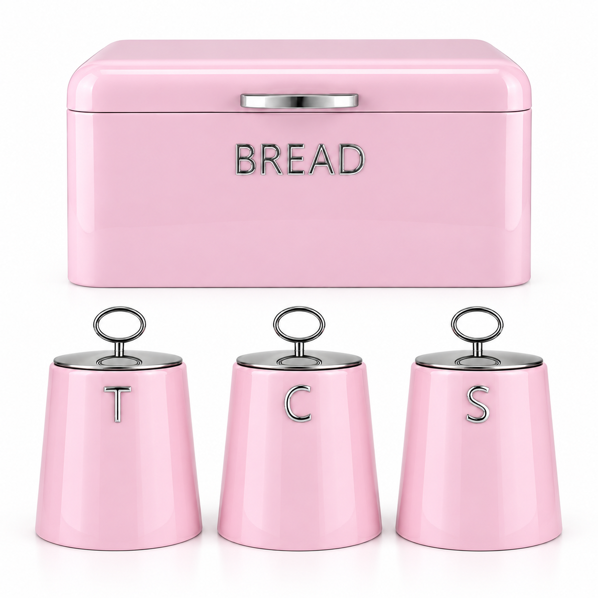 Salter Salter Retro Bread Bin & Canister Storage Kitchen Set (Pink)