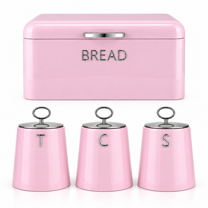 Salter Salter Retro Bread Bin & Canister Storage Kitchen Set (Pink)