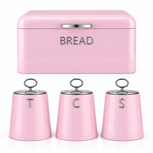 Salter Salter Retro Bread Bin & Canister Storage Kitchen Set (Pink)