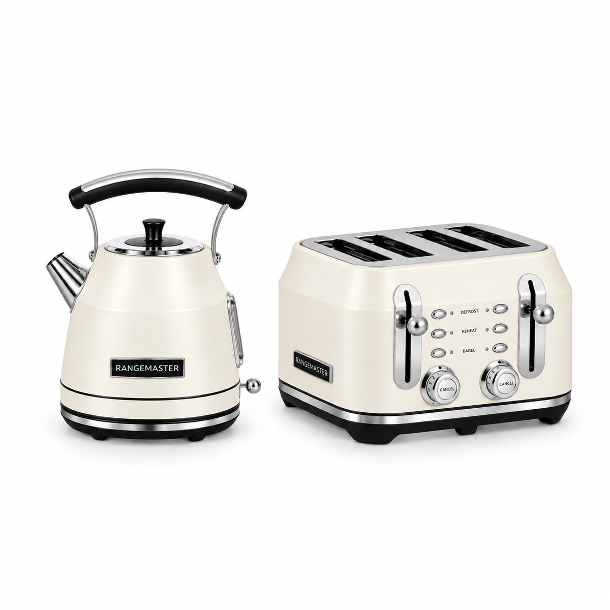 Rangemaster Traditional Kettle & 4 Slice Toaster Kitchen Set (Matt Pale Cream)