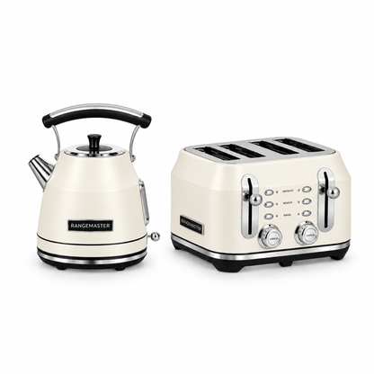 Rangemaster Traditional Kettle & 4 Slice Toaster Kitchen Set (Matt Pale Cream)