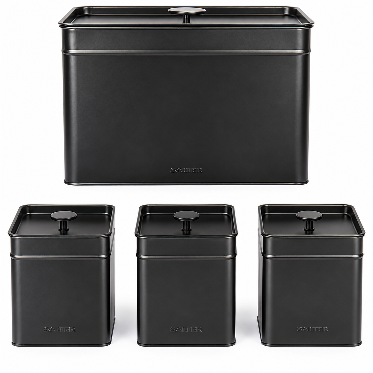 Salter Kuro Countertop Storage Set, Bread Bin & 3 Canisters BW126141EU7 (Matte Black)