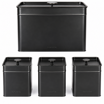Salter Kuro Countertop Storage Set, Bread Bin & 3 Canisters BW126141EU7 (Matte Black)