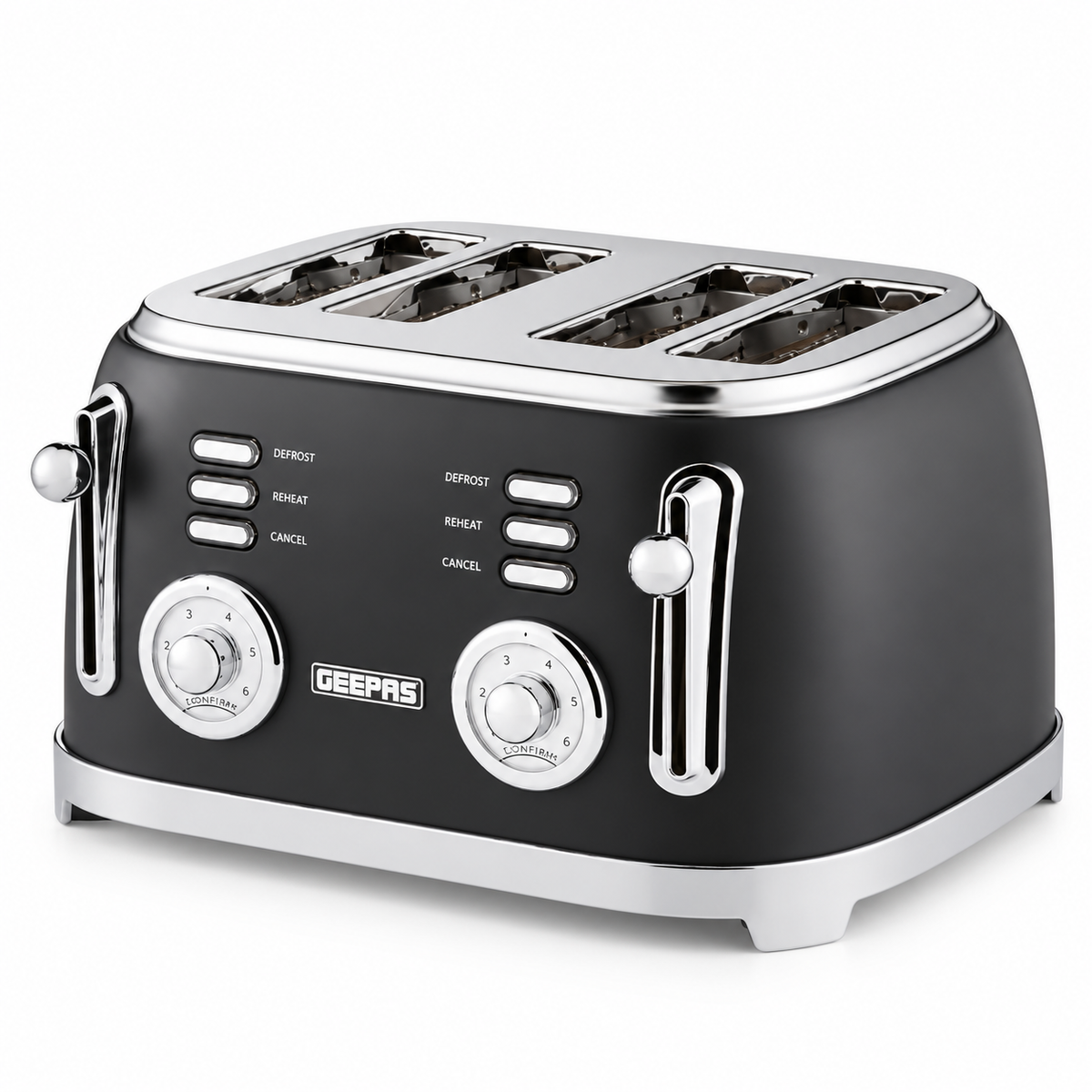 GEEPAS Retrovive 4 Slice Toaster GBT36564UK-BK (Vintage Black)