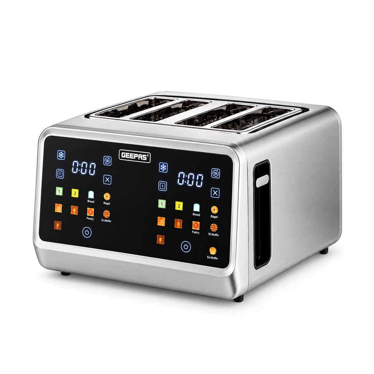 GEEPAS 5-in-1 Digital 4 Slice Toaster 1770W GBT36569UK (Silver)