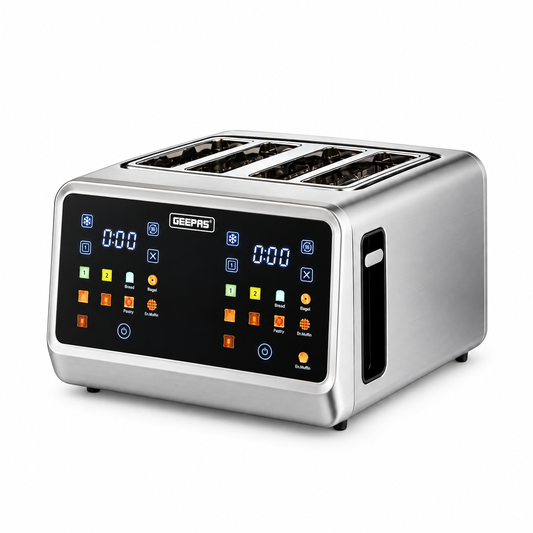 GEEPAS 5-in-1 Digital 4 Slice Toaster 1770W GBT36569UK (Silver)