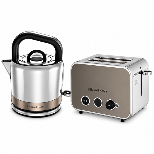 Russell Hobbs Russell Hobbs Distinctions Pyramid Kettle & 2 Slice Toaster Kitchen Set (Titanium)