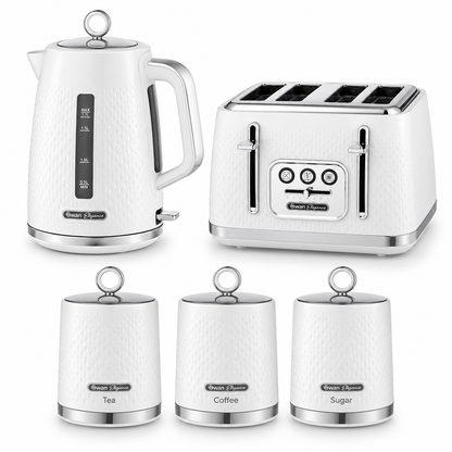 Swan Swan Elegance Kettle, 4 Slice Toaster & Canisters Kitchen Set (White)
