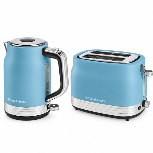Russell Hobbs Hanley Jug Kettle & 2 Slice Toaster Kitchen Set (Blue)
