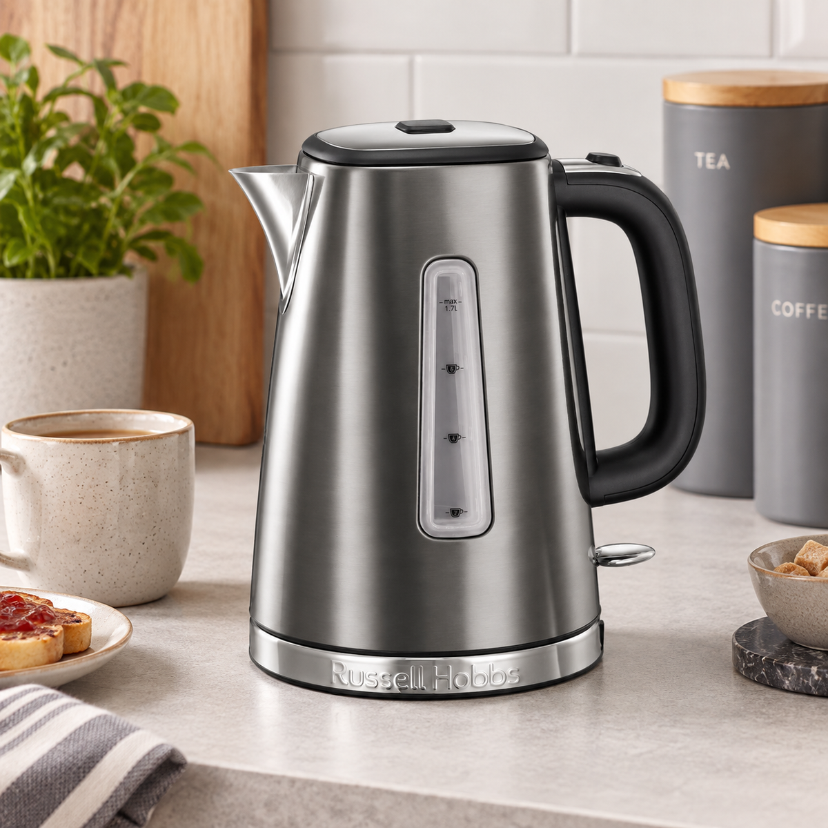 Russell Hobbs Russell Hobbs Luna Kettle & 2 Slice Toaster Kitchen Set (Grey)
