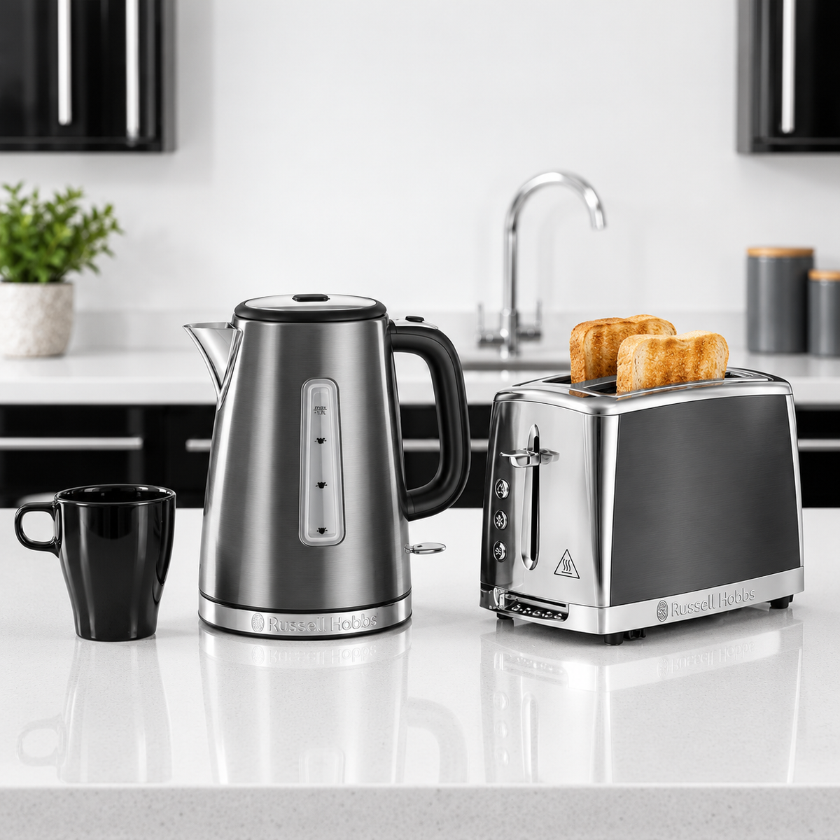 Russell Hobbs Russell Hobbs Luna Kettle & 2 Slice Toaster Kitchen Set (Grey)