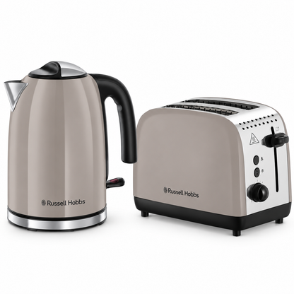 Russell Hobbs Russell Hobbs Classics Jug Kettle & 2 Slice Toaster Kitchen Set (Mocha Grey)