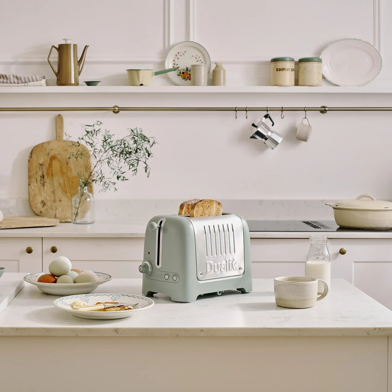 Dualit Lite Jug Kettle & 2 Slice Toaster Kitchen Set (Sage)