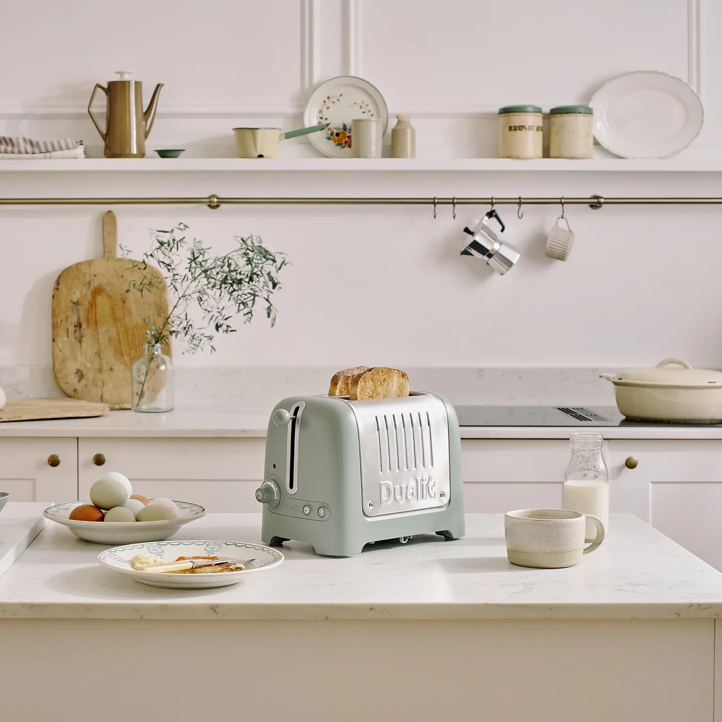 Dualit Lite Jug Kettle & 2 Slice Toaster Kitchen Set (Sage)