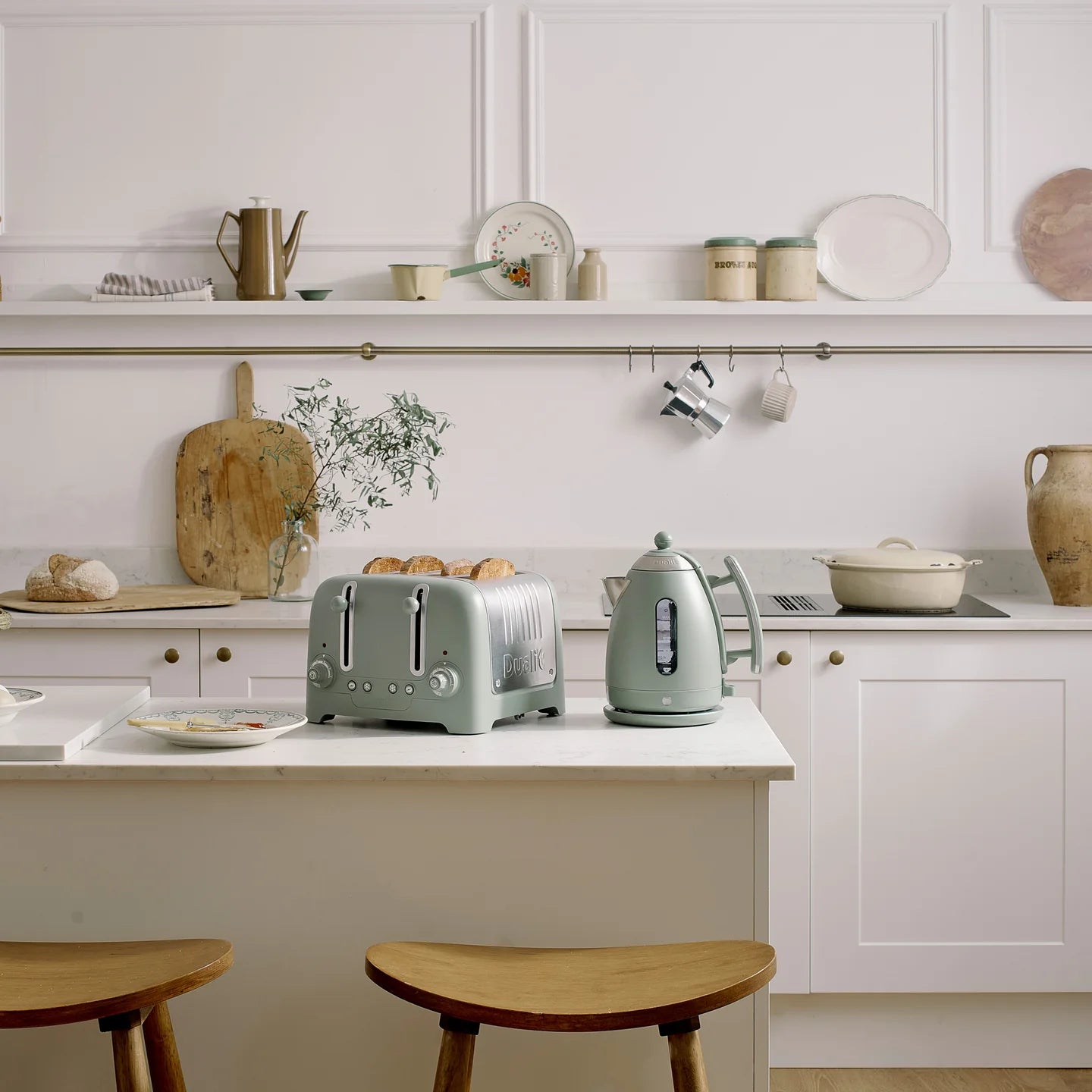 Dualit Lite Jug Kettle & 4 Slice Toaster Kitchen Set (Sage)