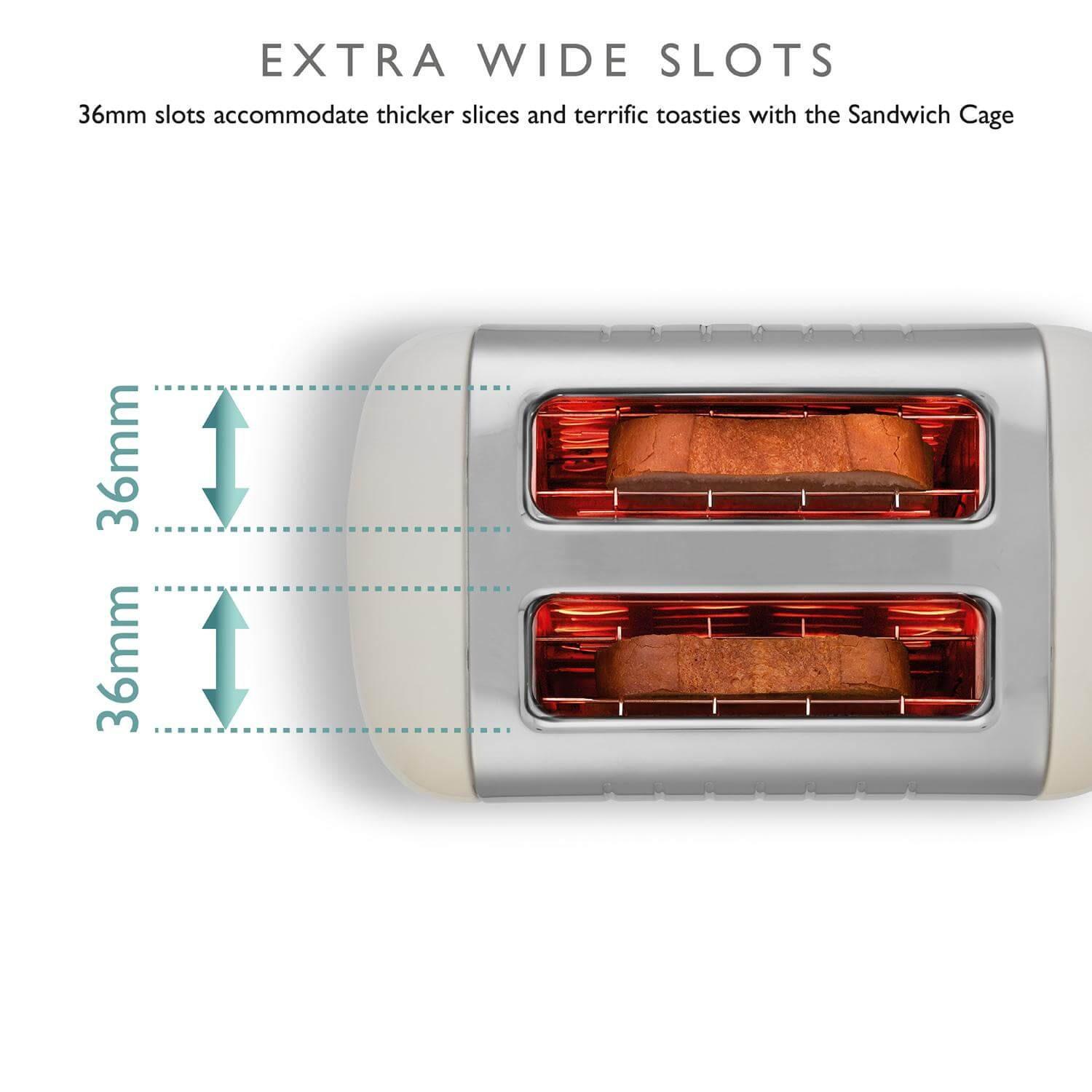 Canvas white 2-slice toaster with two extra-wide bread slots
