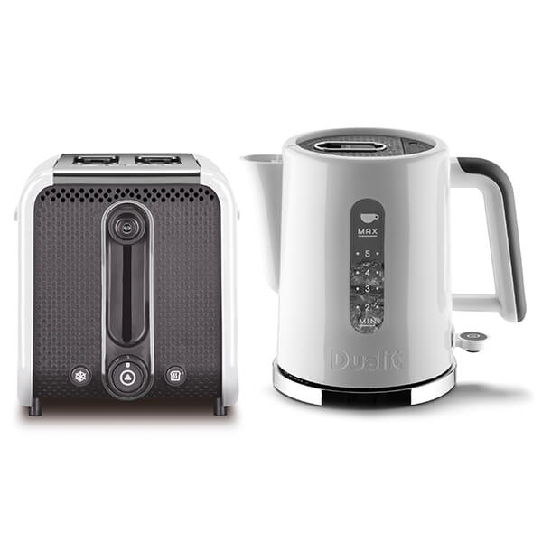 dualit studio white kettle and toaster set