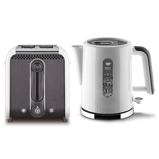 dualit studio white kettle and toaster set