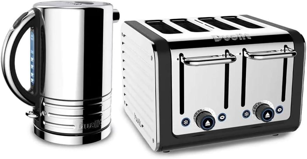 Dualit Architect Jug Kettle & 4 Slice Toaster Kitchen Set (Black)