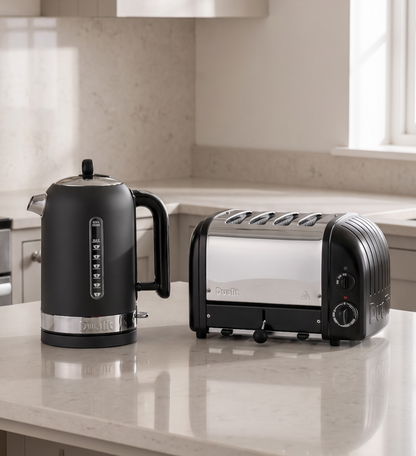 Dualit Dualit Classic Kettle & 4 Slice Vario AWS Toaster Kitchen Set (Matte Black)