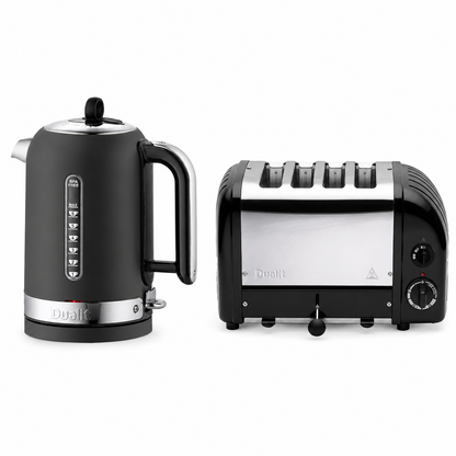Dualit Dualit Classic Kettle & 4 Slice Vario AWS Toaster Kitchen Set (Matte Black)