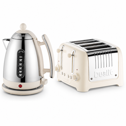 Dualit Dualit Lite Jug Kettle & 4 Slice Toaster Kitchen Set (Canvas White)